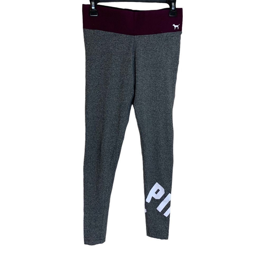PINK yoga leggings gray maroon